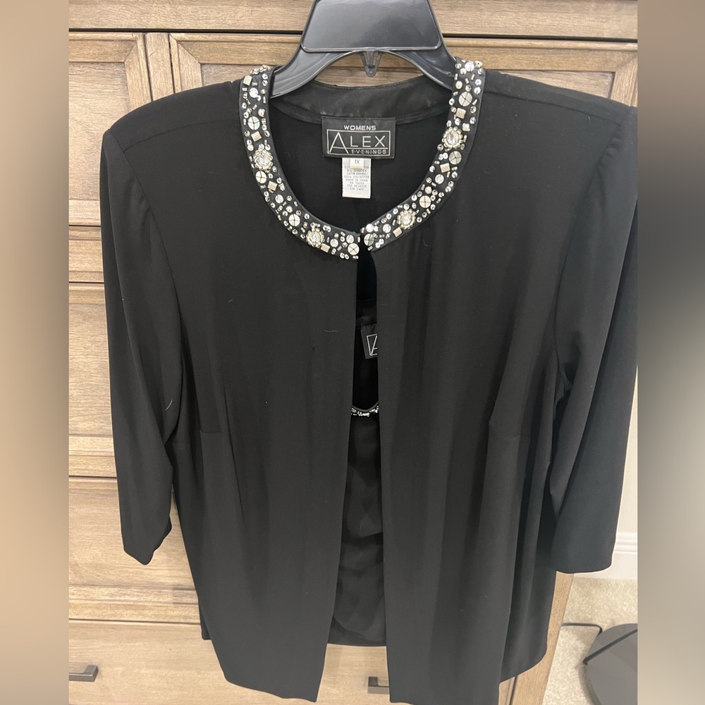 Alex Evenings Women's Black Satin Twinset